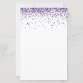 Budget Lila Confetti Glitzer Hochzeit Einladung (Rückseite)