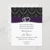 Budget Lila Damask Diamante Hochzeitseinladung (Vorne/Hinten)