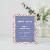Budget Lila Dot Pattern Brautparty Einladung (Stehend Vorderseite)