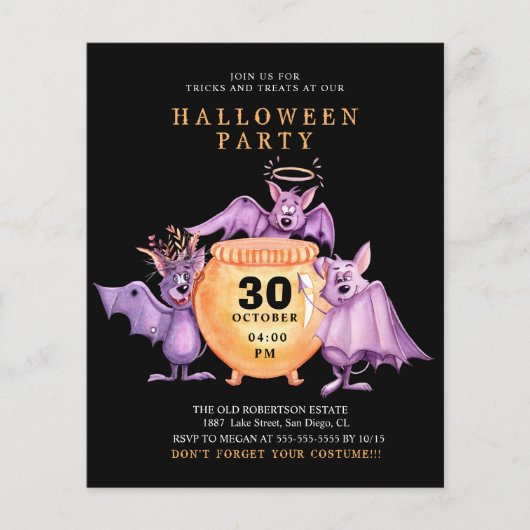 Budget Lila Fledermäuse Beängstigend Pot Halloween (Vorderseite)