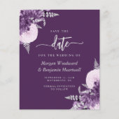 Budget Lila Flieder Silber Blumen Save-the-Date-Ka (Vorderseite)