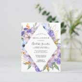 Budget Lila Floral Bridal Luncheon Einladung (Stehend Vorderseite)