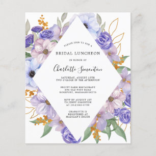 Budget Lila Floral Bridal Luncheon Einladung