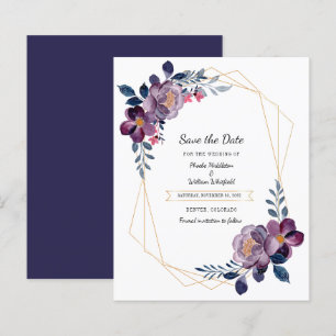 Budget Lila Floral Geometric Save the Date