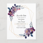 Budget Lila Floral Geometric Save the Date (Vorderseite)