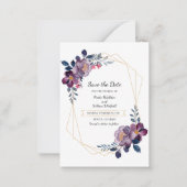 Budget Lila Floral Geometric Save the Date Mitteilungskarte (Vorderseite)