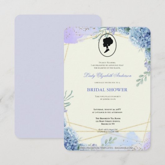 Budget Lila Florals Bridgerton Brautparty Einladung (Vorne/Hinten)