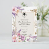 Budget Lila Florals Bridgerton Brautparty Einladung (Stehend Vorderseite)