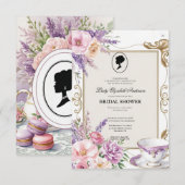 Budget Lila Florals Bridgerton Brautparty Einladung (Vorne/Hinten)