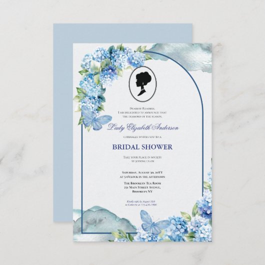 Budget Lila Florals Bridgerton Brautparty Einladung (Vorne/Hinten)