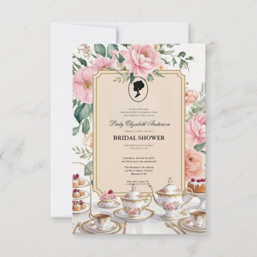 Budget Lila Florals Bridgerton Brautparty Einladung (Vorderseite)