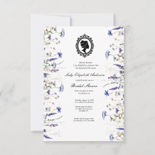 Budget Lila Florals Bridgerton Brautparty Einladung (Vorderseite)