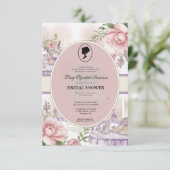 Budget Lila Florals Bridgerton Brautparty Einladung (Stehend Vorderseite)