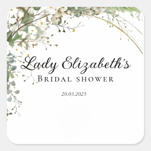 Budget Lila Florals Bridgerton Brautparty Quadratischer Aufkleber (Vorderseite)