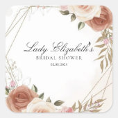 Budget Lila Florals Bridgerton Brautparty Quadratischer Aufkleber (Vorderseite)