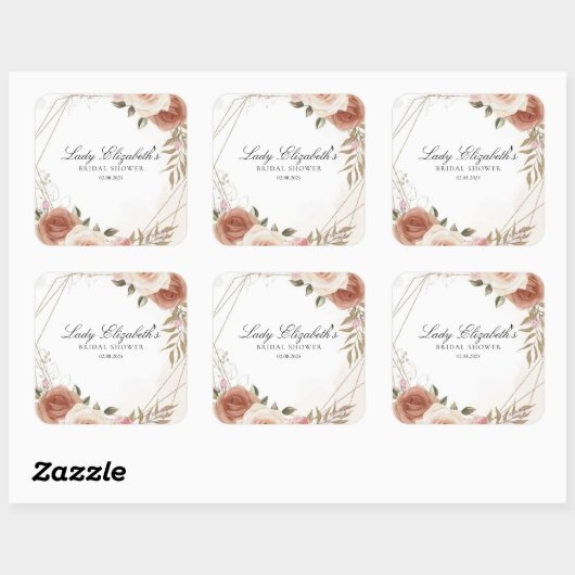 Budget Lila Florals Bridgerton Brautparty Quadratischer Aufkleber (Blatt)