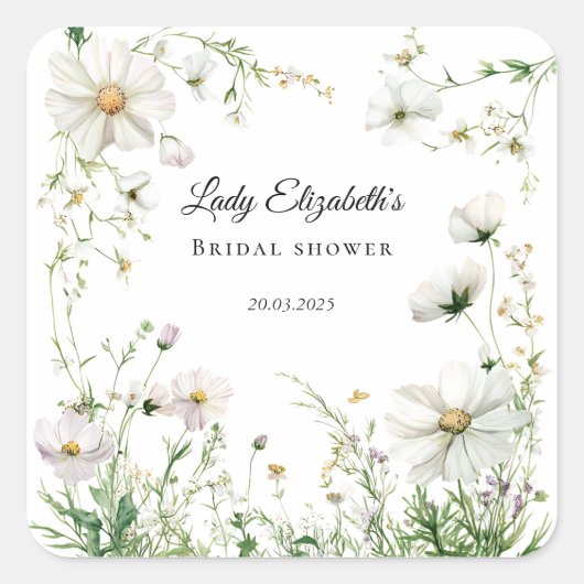 Budget Lila Florals Bridgerton Brautparty Quadratischer Aufkleber (Vorderseite)