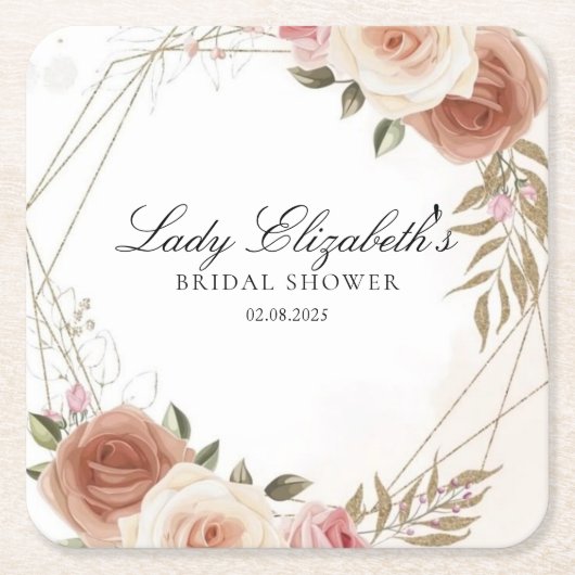 Budget Lila Florals Bridgerton Brautparty Rechteckiger Pappuntersetzer (Vorderseite)