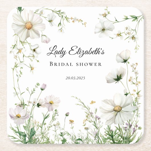 Budget Lila Florals Bridgerton Brautparty Rechteckiger Pappuntersetzer (Vorderseite)