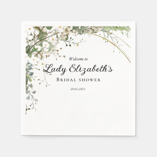 Budget Lila Florals Bridgerton Brautparty Serviette (Vorderseite)