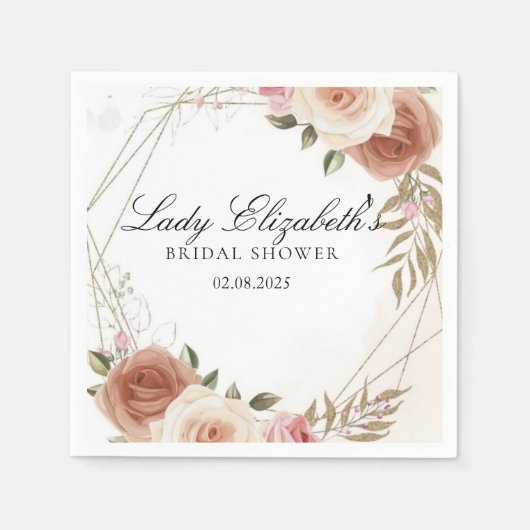 Budget Lila Florals Bridgerton Brautparty Serviette (Vorderseite)