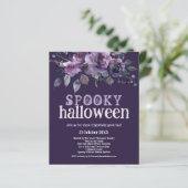 Budget Lila Florals Spooky Halloween Einladung (Stehend Vorderseite)