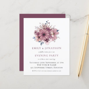 Budget Lila Florals Wedding Abend Party Einladung