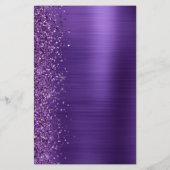 Budget Lila Glam Glitzer Hochzeit Einladung (Rückseite)