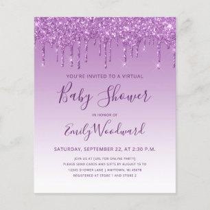 Budget Lila Glitter Virtuelle Babyparty