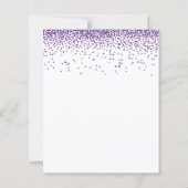 Budget Lila Glitzer Confetti Hochzeit Einladung (Rückseite)