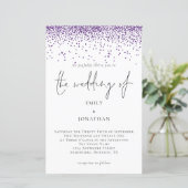 Budget Lila Glitzer Confetti Hochzeit Einladung (Stehend Vorderseite)
