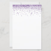 Budget Lila Glitzer Confetti Hochzeit Einladung (Rückseite)