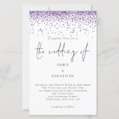 Budget Lila Glitzer Confetti Hochzeit Einladung (Vorderseite)