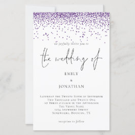 Budget Lila Glitzer Confetti Hochzeit Einladung