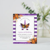 Budget Lila Glitzer Einhorn Geburtstag Einladung (Stehend Vorderseite)