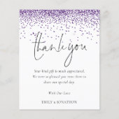Budget Lila Glitzer Foto Hochzeit Vielen Dank (Vorderseite)
