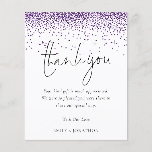 Budget Lila Glitzer Foto Hochzeit Vielen Dank (Vorderseite)