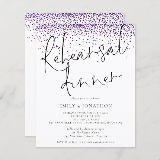 Budget Lila Glitzer Probe Dinner einladen (Vorne/Hinten)