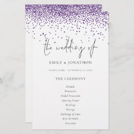 Budget Lila Glitzer Script-Hochzeitsprogramm