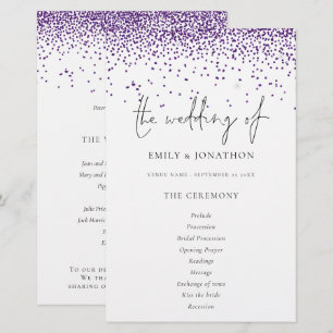 Budget Lila Glitzer Script-Hochzeitsprogramm