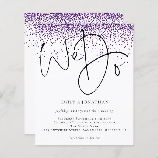 Budget Lila Glitzer Skript machen wir Hochzeit Ein (Vorne/Hinten)