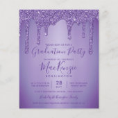 BUDGET Lila Glitzer Tropfen Graduierungspartei (Vorderseite)