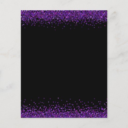 Budget Lila Glitzer Weihnachts-Party Black Invite (Rückseite)