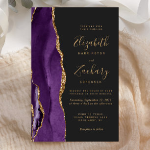 Budget Lila Gold Achat Dunkle Hochzeitseinladung