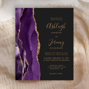 Budget Lila Gold Achat Dunkle Hochzeitseinladung