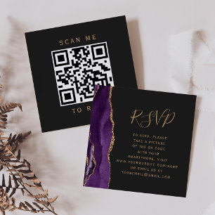 Budget Lila Gold Achat Hochzeits-QR-Code-RSVP Begleitkarte