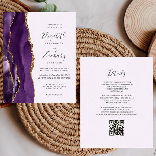 Budget Lila Gold Achat Lavendel QR Code Hochzeit