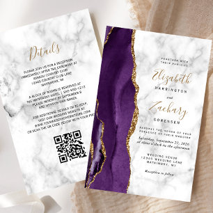 Budget Lila Gold Achat Marmor QR Code Hochzeit