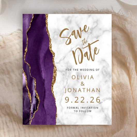 Budget Lila Gold Achat Marmor Save-the-Date