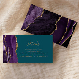 Budget Lila Gold Agate Aquamarin Wedding Website Begleitkarte